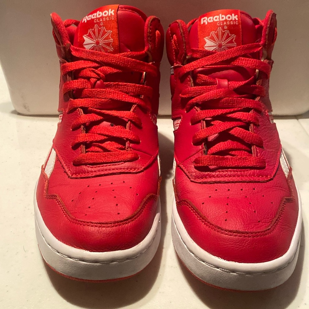 Reebok Classic Red and White Hi Top